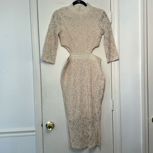 Danity Paris White/Cream Bridal Knit Rope Cut Out Midi Dress Size Med